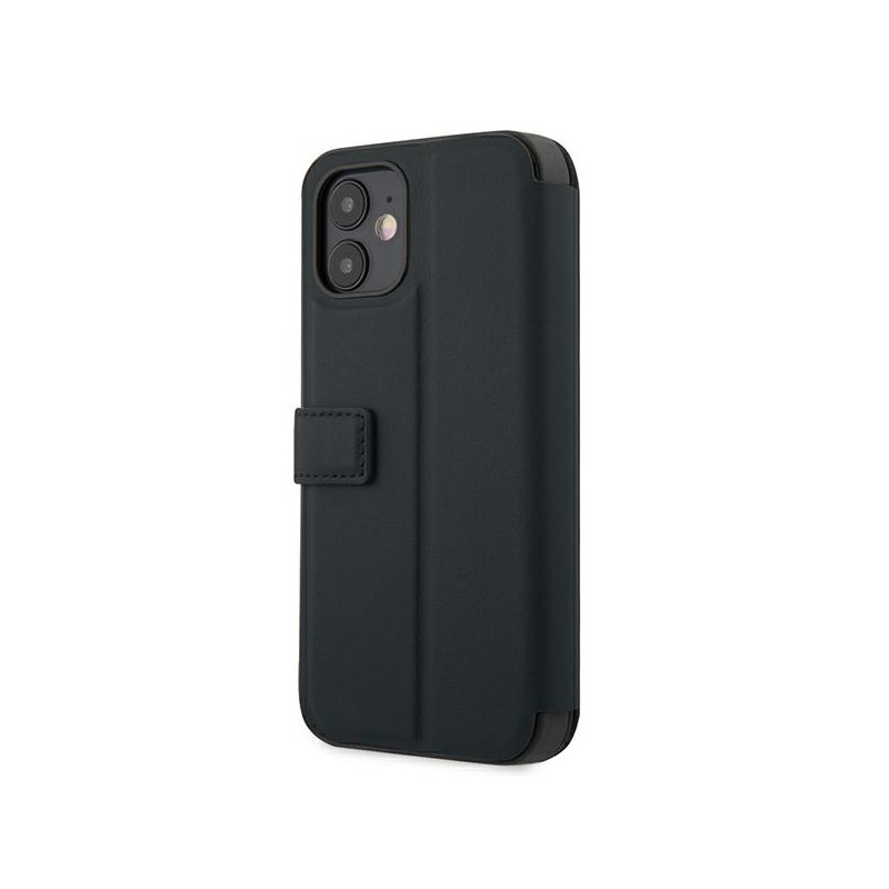 custodia a libro bmw iphone 12 mini blu vera pelle