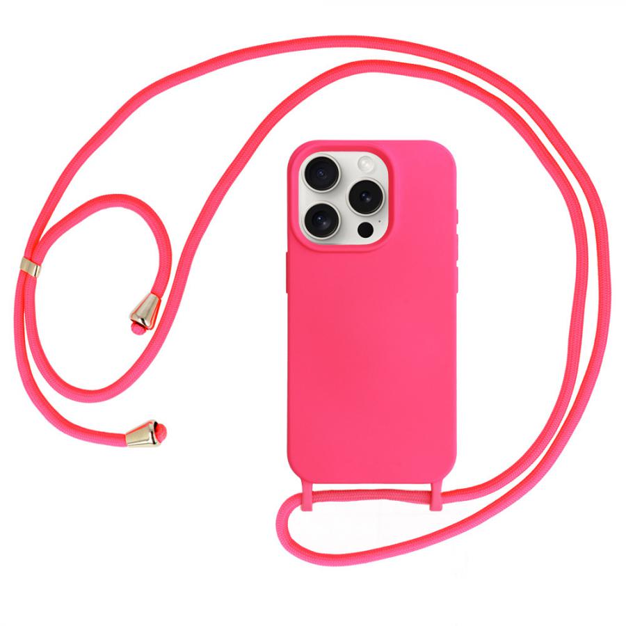 Custodia IPhone 15 Pro Con Cordino Tracolla – MagSafe Trasparente, TPU Antigiallo, Arancione